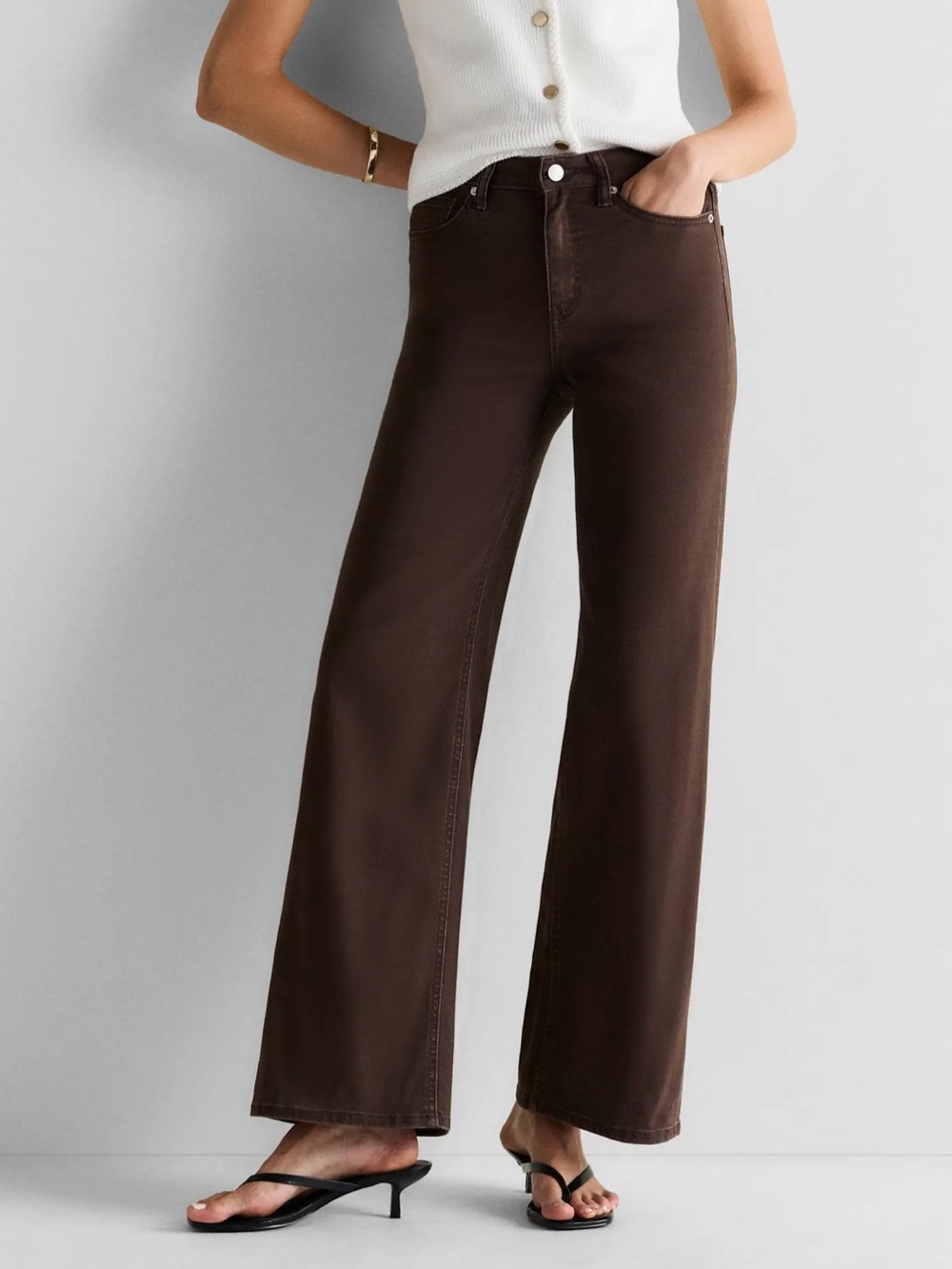 QUINCE Bella wide leg jeans Coffee Brown size 30